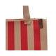 Sac Shopping fourre tout FEMKE 26 cabas petit LOT83 rayure Rouge/beige  2 anses, non doublé, fermeture par zip