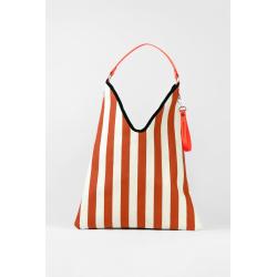 Grand sac TANGER élégance BRIQUE ORANGE /CRÈME ANUSCAS FAMILY confectionné en matière recyclé et recyclable, marque Espagnole. Porte clefs assorti