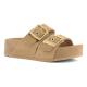 Claquettes Deux boucles plate-forme COLORS OF CALIFORNIA DUNE CUIR Velours Taupe