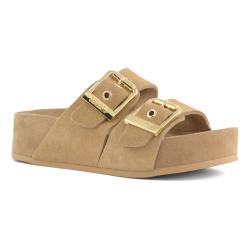 Claquettes Deux boucles plate-forme COLORS OF CALIFORNIA DUNE CUIR Velours Taupe