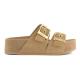 Claquettes Deux boucles plate-forme COLORS OF CALIFORNIA DUNE CUIR Velours Taupe