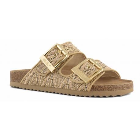 SLOFI Claquette Cuir/raphia 2 boucles Cuir/Raphia Natural COLORS OF CALIFORNIA HC.BIO609