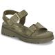 Sandales plates féminines  DELIA JB Martin cuir Velours KAKI 2 boucles décoratives et réglables