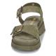 Sandales plates féminines  DELIA JB Martin cuir Velours KAKI 2 boucles décoratives et réglables