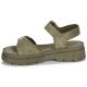 Sandales plates féminines  DELIA JB Martin cuir Velours KAKI 2 boucles décoratives et réglables