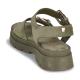 Sandales plates féminines  DELIA JB Martin cuir Velours KAKI 2 boucles décoratives et réglables