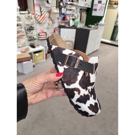 Sabot La Maison de l'Espadrille imprimé Vache boucle de serrage. 3521