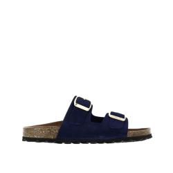 Mule ou claquette avec 2 boucles 3524-8 Maison de l’Espadrille Cuir MARINE plate, femme, mode