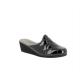 Mule d'interieure HELLER Femme compensée 5cm Vernislux Noir matelassée MORANDINI Doublure cuir