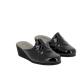 Mule d'interieure HELLER Femme compensée 5cm Vernislux Noir matelassée MORANDINI Doublure cuir