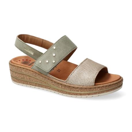 Sandales Mobils Ergonomique MEPHISTO Sandales Femme RUTH KAKI/OR compensées semelles amovibles
