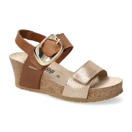 Sandales GOLD/SABLE OR MEPHISTO Sandales Femme LEANDRE compensées haut