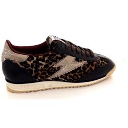 Baskets Léopard SEMERDJIAN C475 JOYCE Cuir Marron Or/Léopard lacet fantaisie