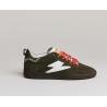 Baskets Cuir Kaki lacet orange SEMERDJIAN ASHLEY C379 originale semelle amovible surpiqûre et éclair blanc