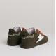 Baskets Cuir Kaki lacet orange SEMERDJIAN ASHLEY C379 originale semelle amovible surpiqûre et éclair blanc