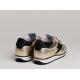 Baskets SEMERDJIAN C443  JOYCE Cuir métallisé or  paillettes noir éclair et lacet  bordeaux