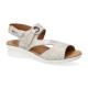 Sandales Mephisto Femme  PRISSIE Taupe clair fermeture scratch compensée semelle 100% caoutchouc hauteur 4cm