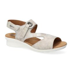Sandales Mephisto Femme  PRISSIE Taupe clair fermeture scratch compensée semelle 100% caoutchouc hauteur 4cm