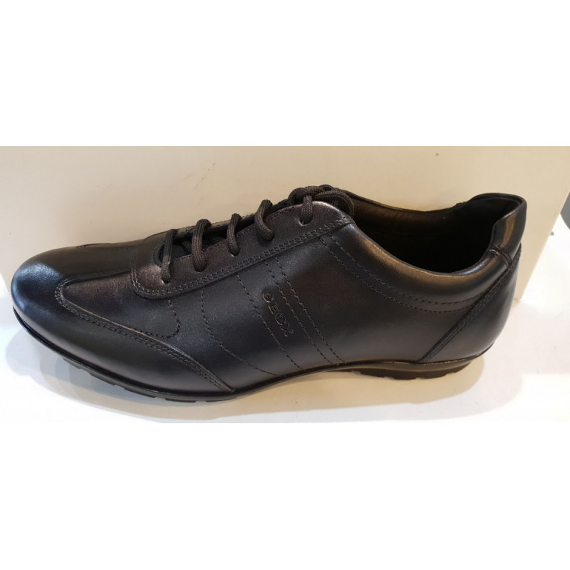 Chaussures Lacet Basket Ville Pour Homme U Symbol B Cuir Lisse Noir