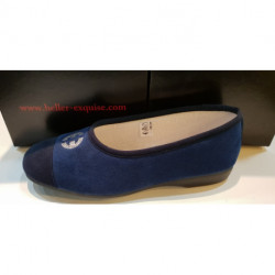 ERELE BALLERINE EXQUISE BLEU/BOUT NAVY ballerine Alcantara doublure éponge compensée motif brodéà l'avant