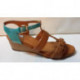 D LUPE A de GEOX nu pied compensé cuir gold et turquoise bicolore