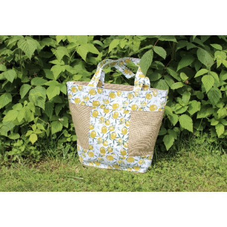 Sac toile jute motif citron fond semelle espadrille Maison de l’Espadrille