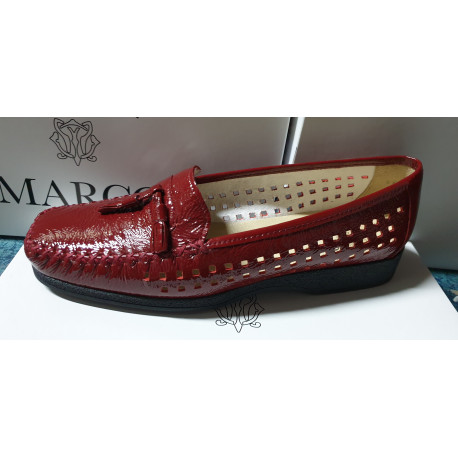 Mocassin VEGAS de chez MARCO  fabrication française vernis rouge