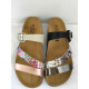 Mule 3532-2  Noir/multi/rose Maison de L’Espadrille compensée Liège  boucles ajustable
