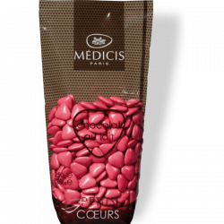 DRAGEE CHOCOLAT PETITS COEURS MEDICIS MAGENTA 250g