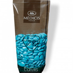 DRAGEE CHOCOLAT PETITS COEURS MEDICIS TURQUOISE 250g