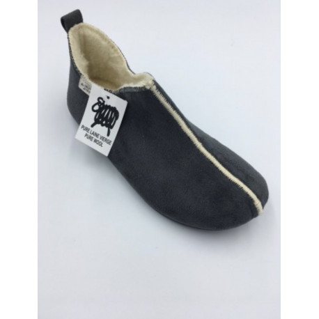 Pantoufle la Maison de l’Espadrille 6030 en bordeaux ou gris ou kaki chausson fourré pure laine vierge