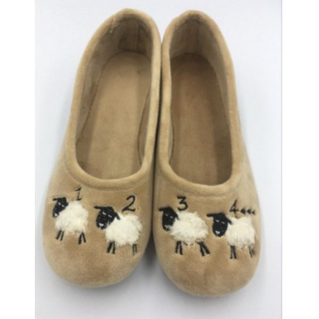 Ballerine plate  pour femme 6051 gris ou beige 1.2.3.4.5.6 moutons Maison de l’espadrille
