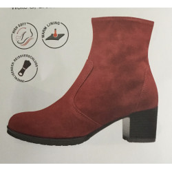 Bottine de ARA 16972 en nubuck rouge Campari zip talon de 4,5cm FLORENZ confortable Femme