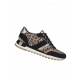 Baskets GEOX en cuir Noir Tabac  Léopard à lacet TABELYA D02AQA